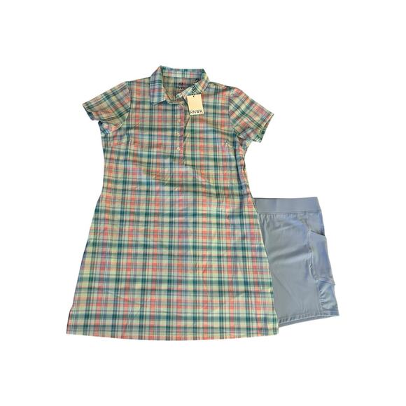 RNWK Renwick Sport Golf Performance Madras Polo Dress NWT Size L Retail $125 - Picture 1 of 9